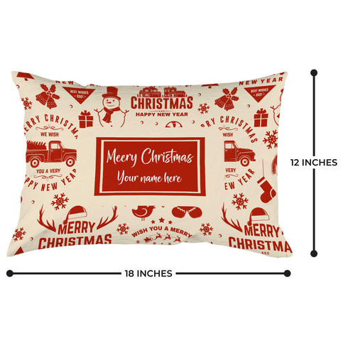 Personalized Printed Merry Christmas Pillow - Uncommongifts.in
